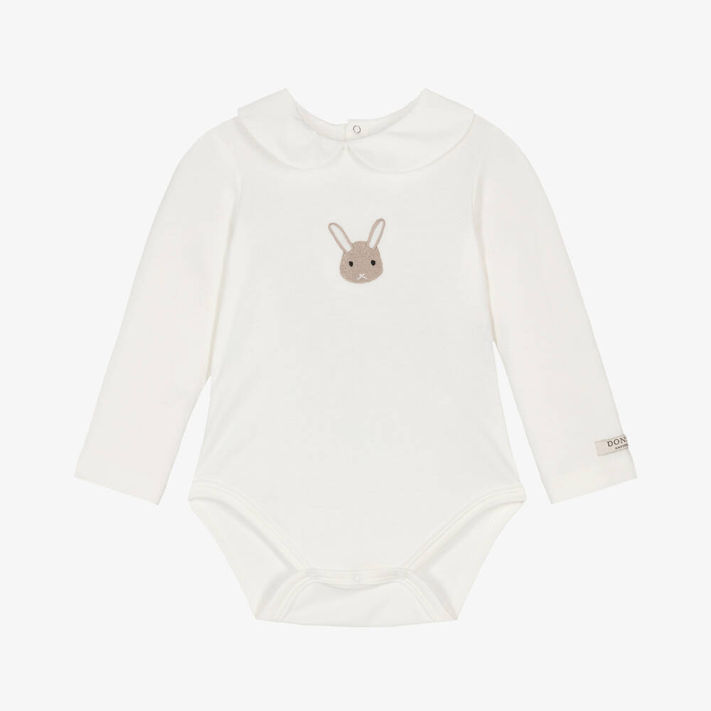 Donsje - Ivory Cotton Bunny Rabbit Baby Bodysuit | Childrensalon