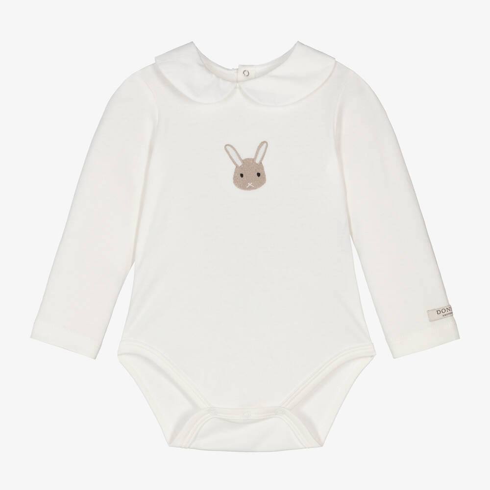 Donsje - Ivory Cotton Bunny Rabbit Baby Bodysuit | Childrensalon