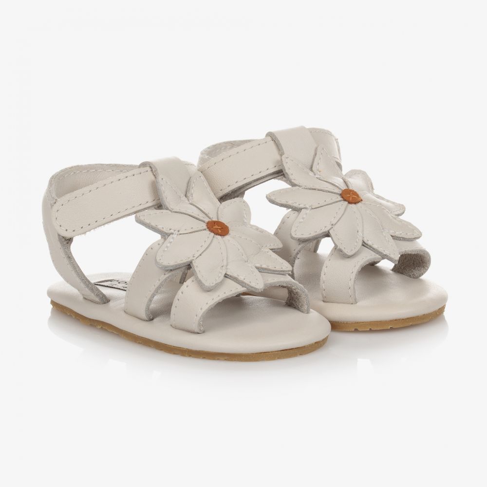 Donsje - White Leather Velcro Sandals | Childrensalon