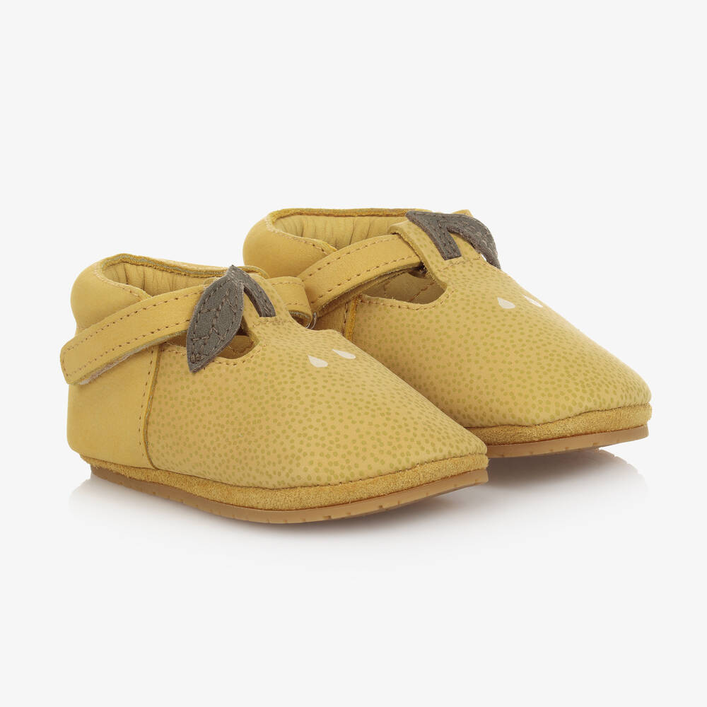 Shop Donsje Yellow Lemon Leather Baby Shoes