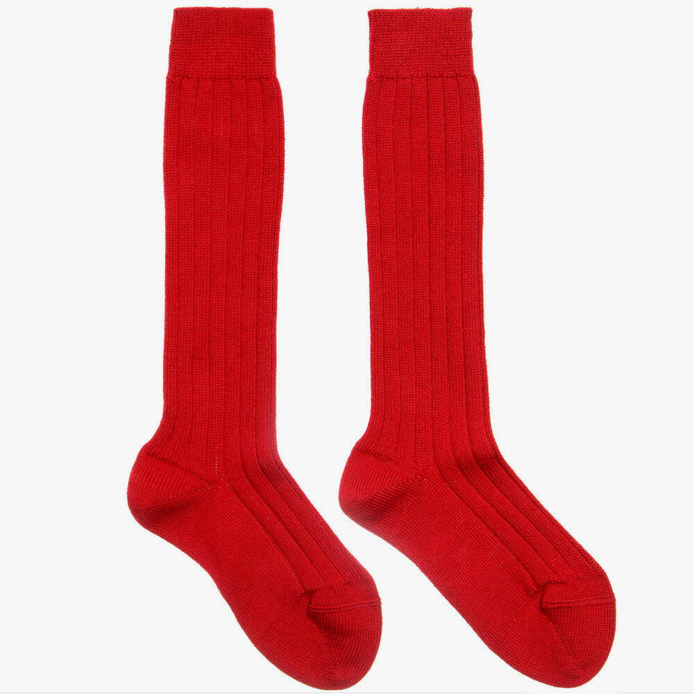 Dore Dore Kids' Red Wool & Cotton Long Socks