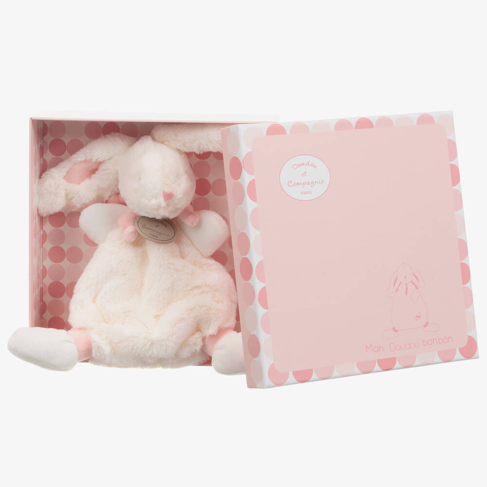 Doudou et Compagnie - Ivory & Pink Plush Bunny Doudou (26cm) | Childrensalon