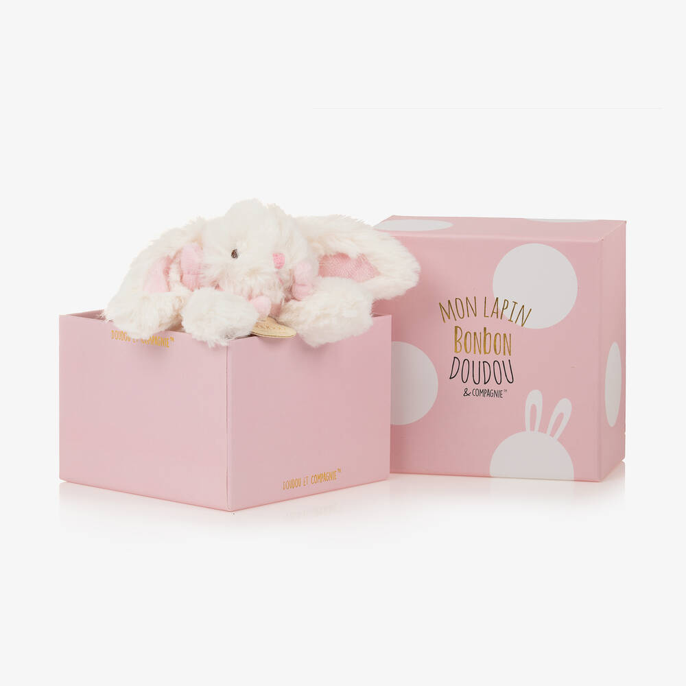 Doudou et Compagnie - Ivory & Pink Plush Bunny Soft Toy (16cm) | Childrensalon