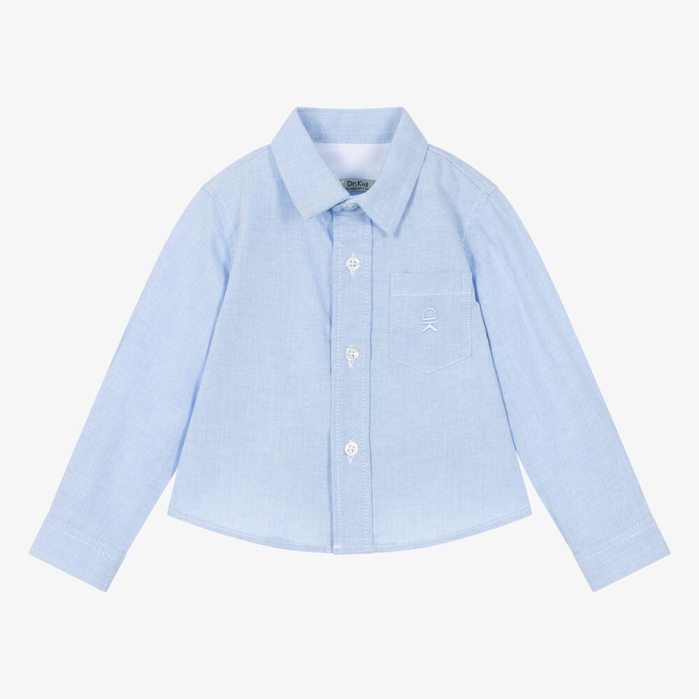 Dr. Kid - قميص مزيج قطن أكسفورد لون أزرق فاتح للأولاد  | Childrensalon