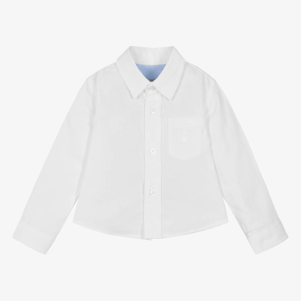 Dr. Kid - قميص مزيج قطن أكسفورد لون أبيض للأولاد  | Childrensalon