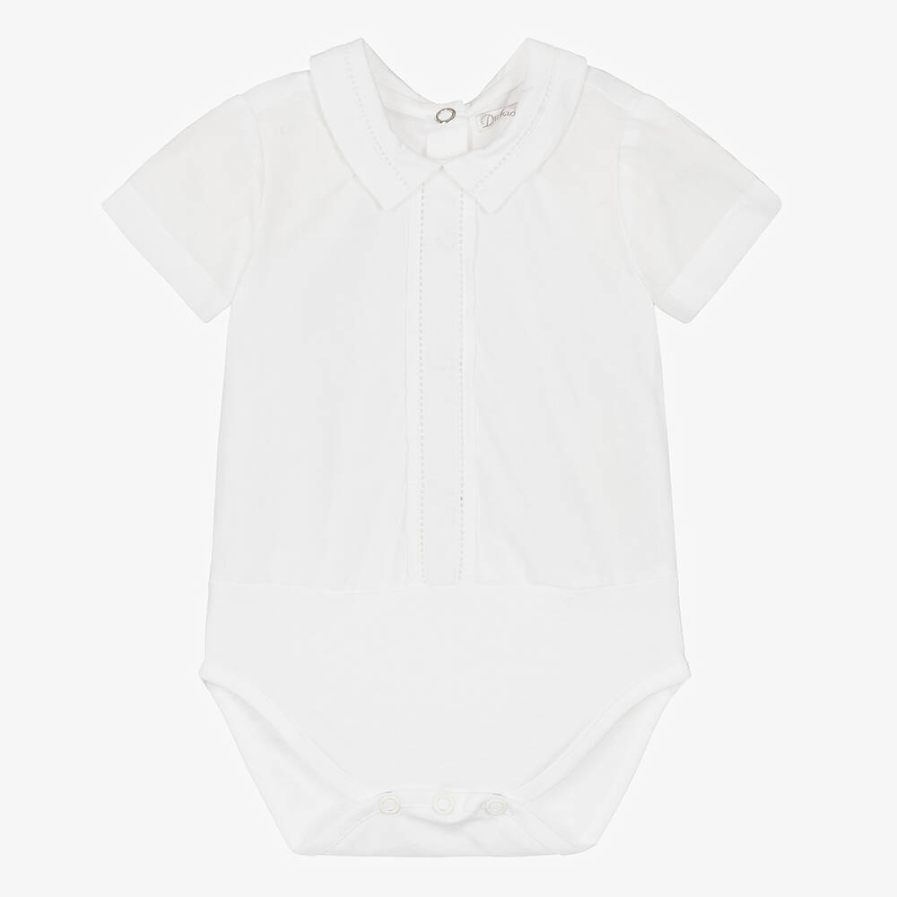 Dr. Kid - Baby Boys White Cotton Shirt Bodysuit | Childrensalon