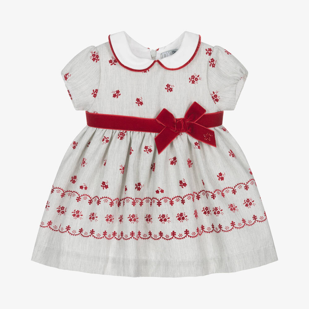 Dr. Kid - Baby Girls Grey Floral Dress | Childrensalon