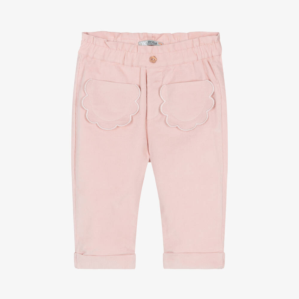 Dr. Kid - Baby Girls Pink Cotton Needlecord Trousers | Childrensalon