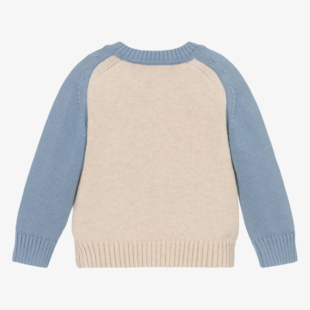 Dr. Kid - Boys Beige Knitted Sailing Boat Sweater | Childrensalon