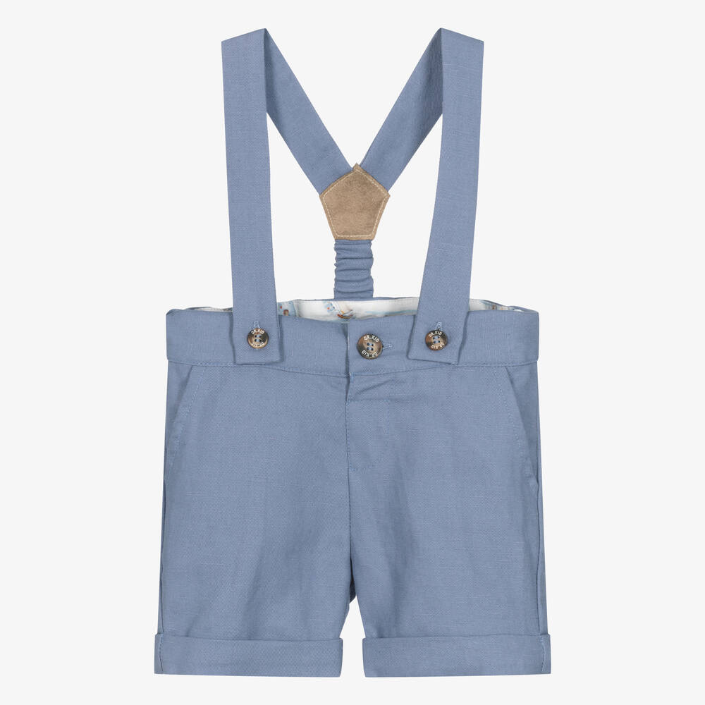 Dr. Kid - Boys Blue Cotton & Linen Shorts | Childrensalon