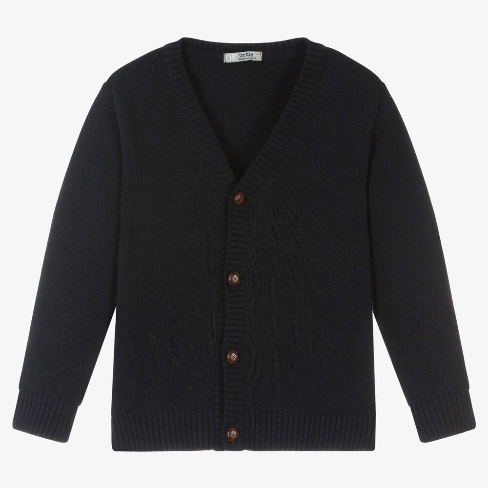 Dr Kid Kids' Boys Navy Blue Knitted Cardigan