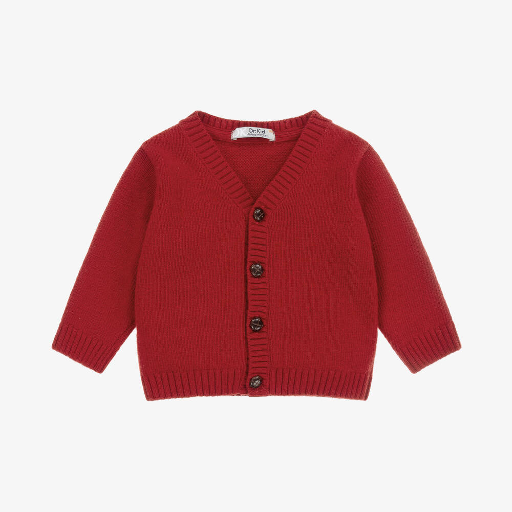 Dr. Kid - Boys Red Cotton & Wool Knit Cardigan | Childrensalon