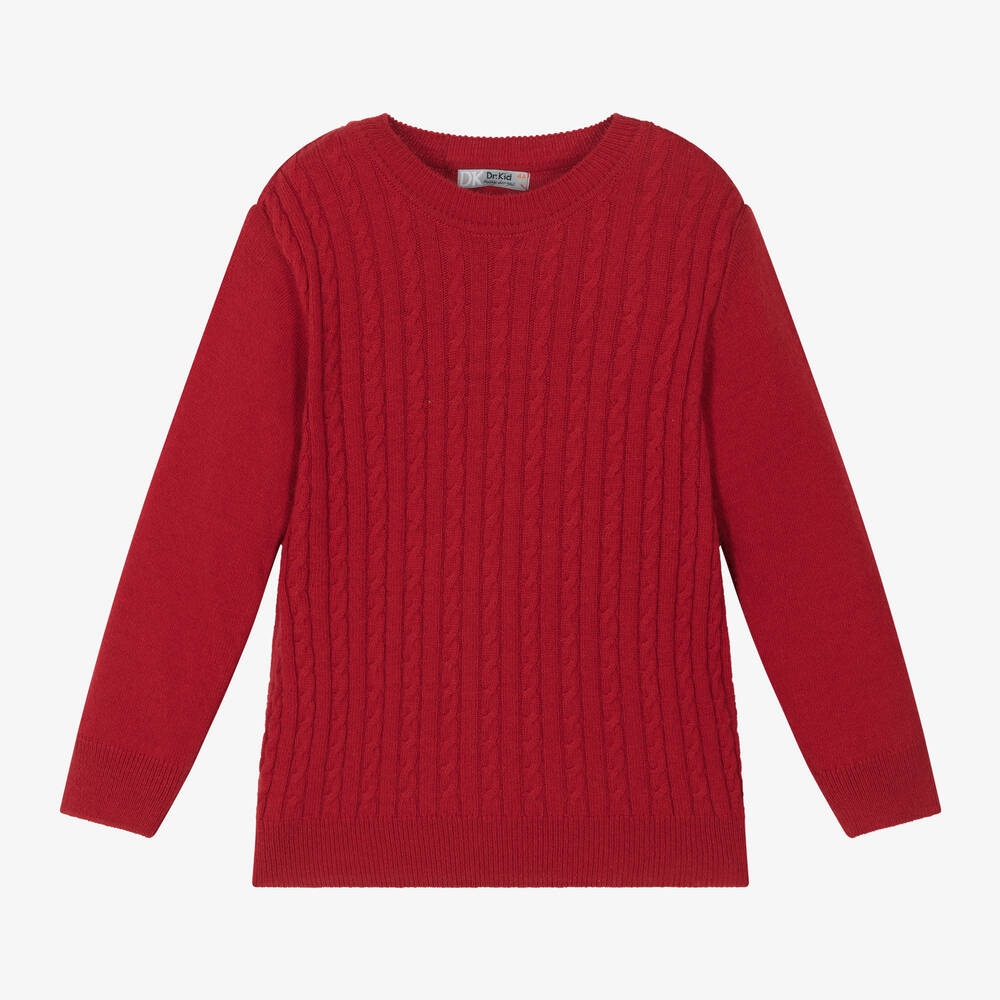 Dr. Kid - Boys Red Knitted Cotton & Wool Sweater | Childrensalon