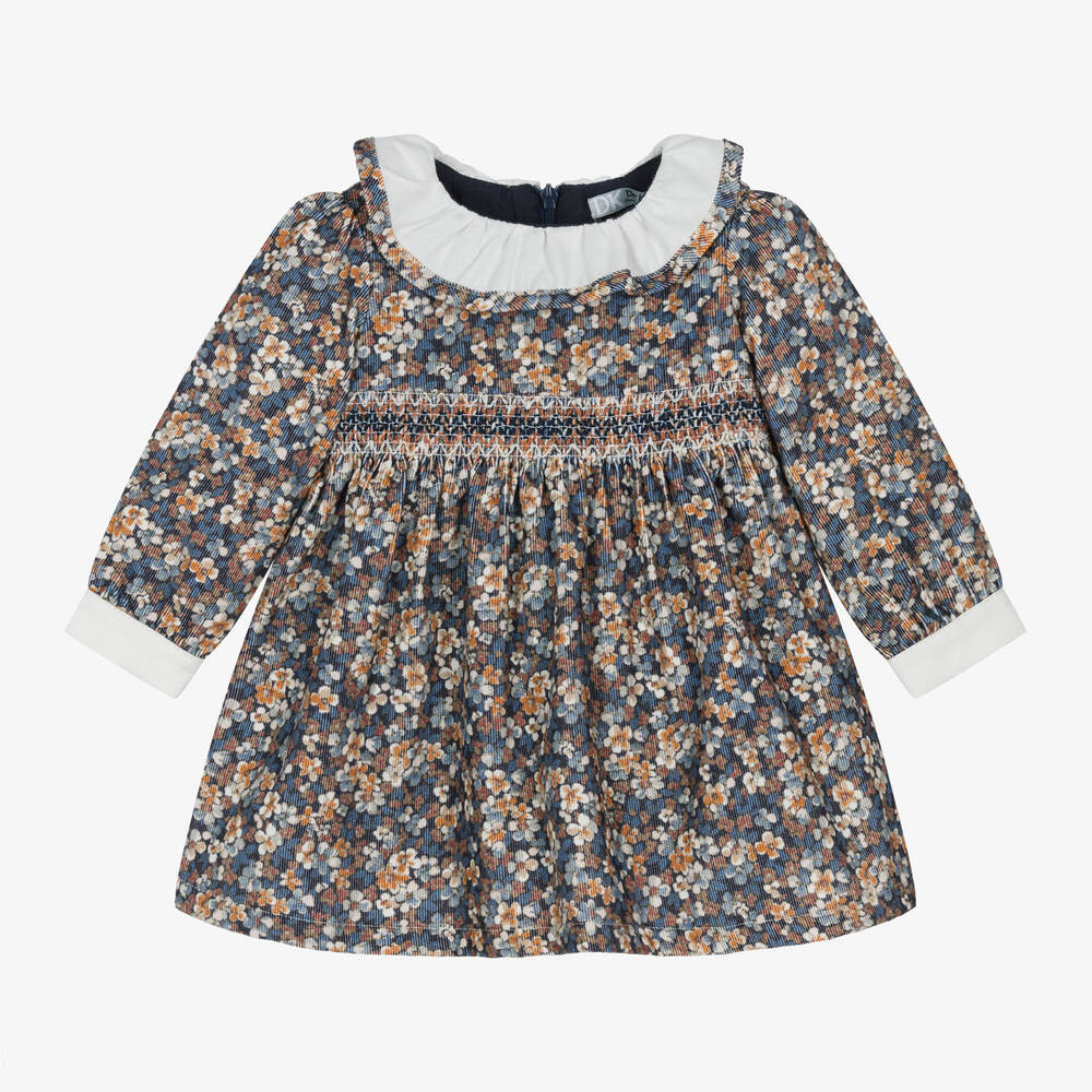 Dr. Kid - Girls Blue Floral Smocked Dress | Childrensalon