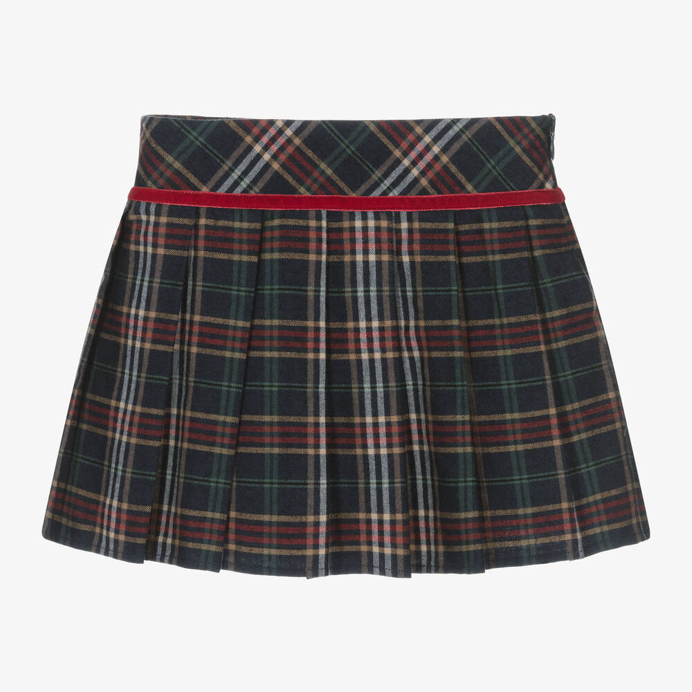 Dr. Kid - Girls Blue Tartan Pleated Skirt | Childrensalon