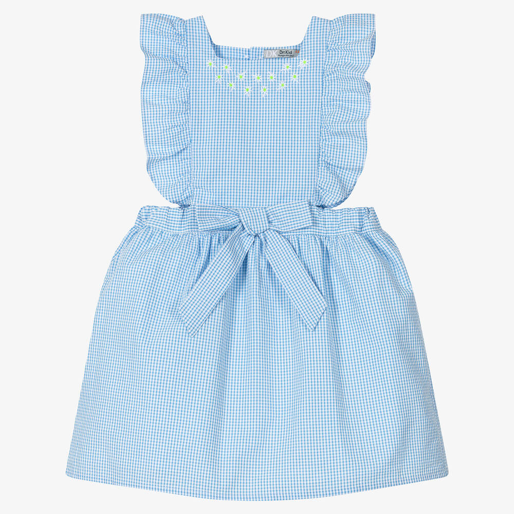 Dr Kid Babies' Girls Blue & White Gingham Check Dress