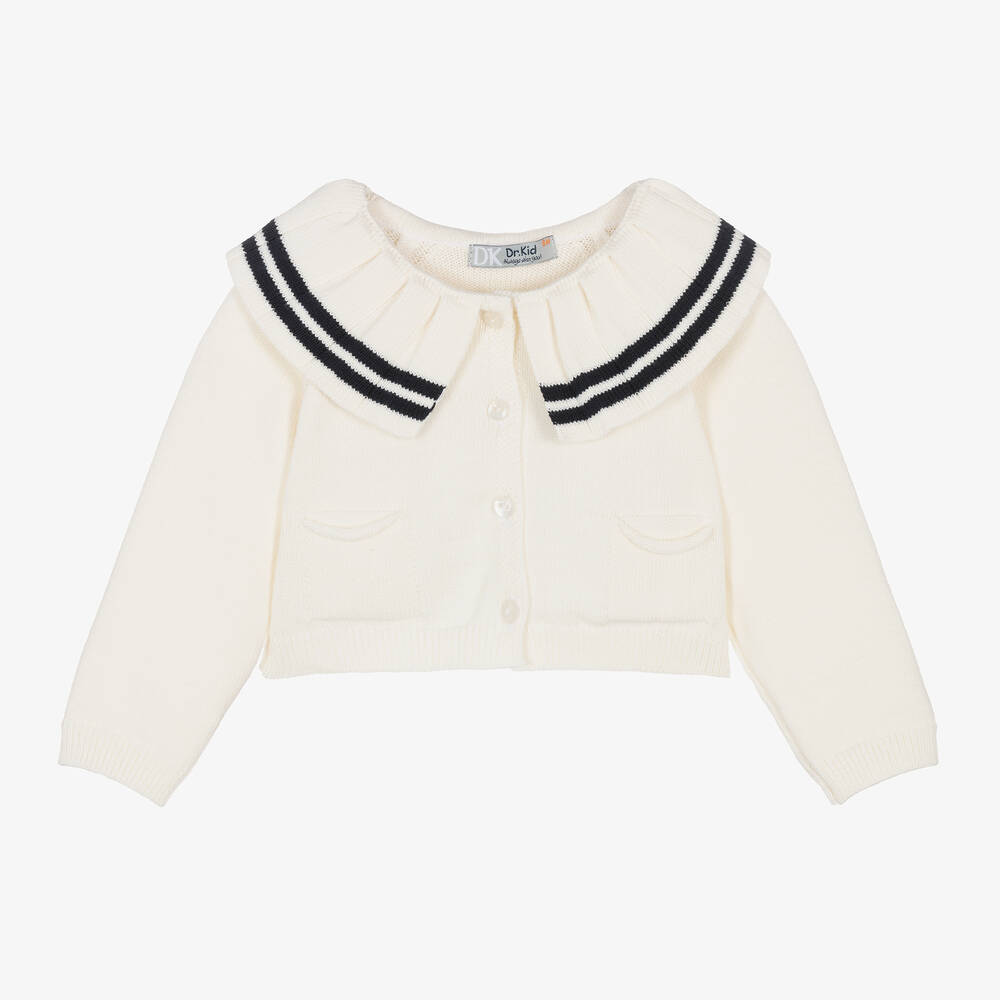 Dr. Kid - Cardigan ivoire en coton et laine pour fille | Childrensalon