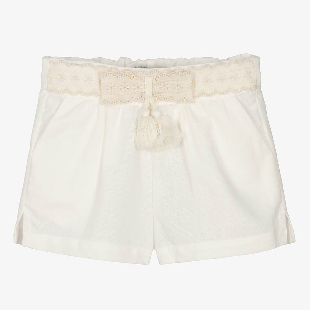 Dr. Kid - Girls Ivory Linen & Cotton Shorts | Childrensalon