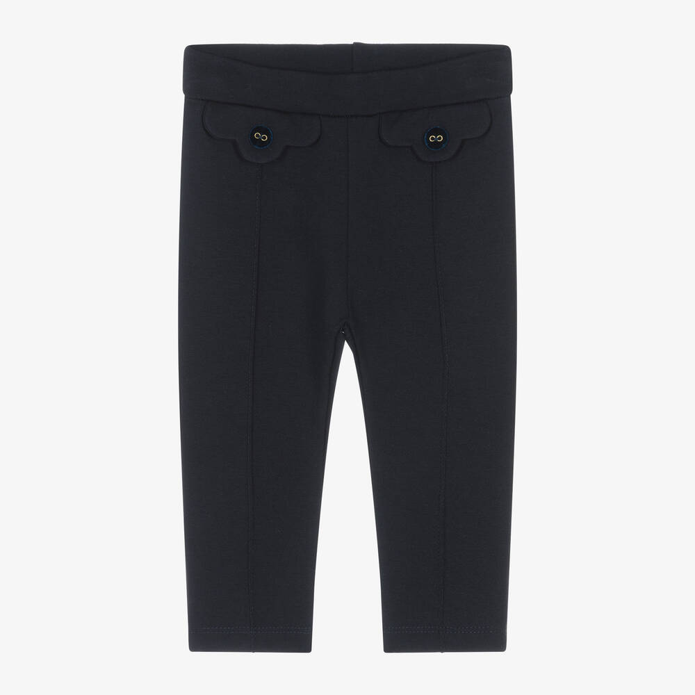 Dr. Kid - Girls Navy Blue Milano Jersey Trousers | Childrensalon