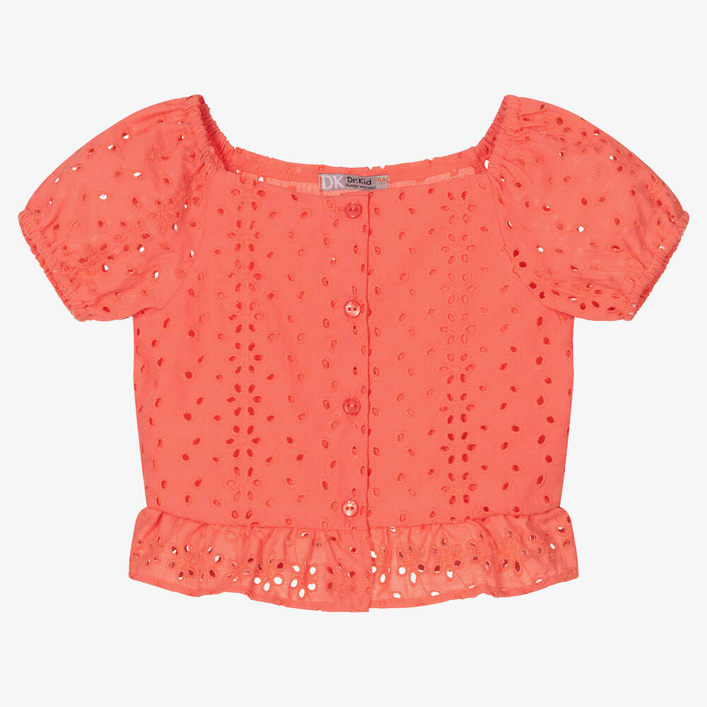 Dr Kid Kids' Girls Pink Broderie Anglaise Blouse
