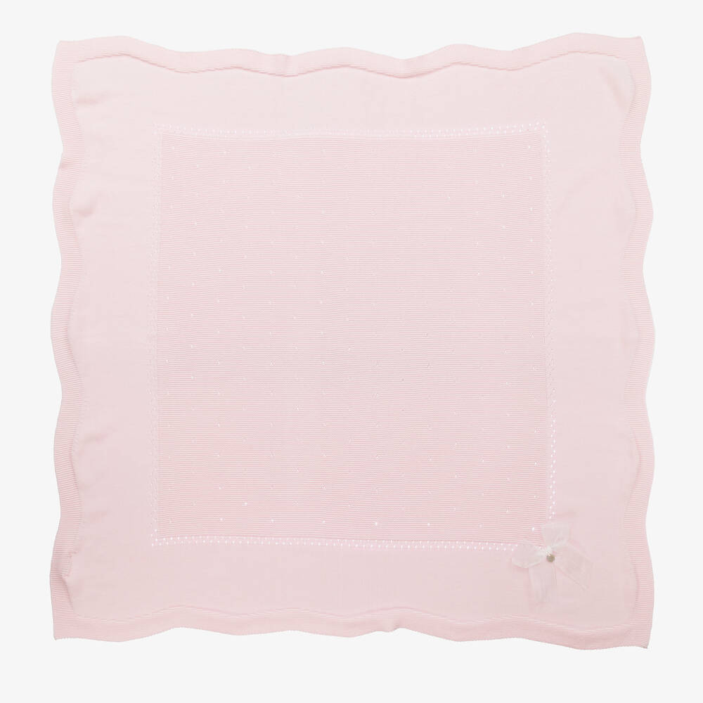 Dr. Kid - Girls Pink Cotton Knit Blanket (90cm) | Childrensalon