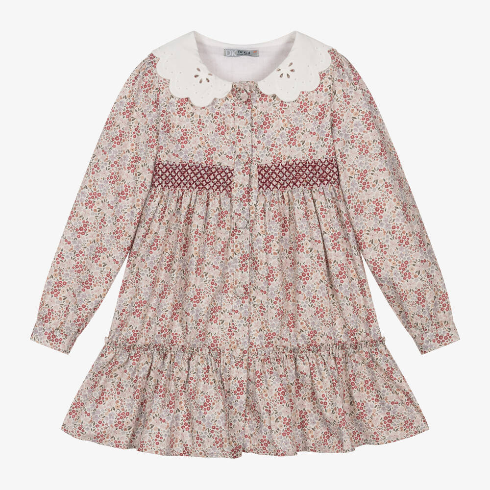 Dr. Kid - Girls Pink Floral Cotton Dress | Childrensalon