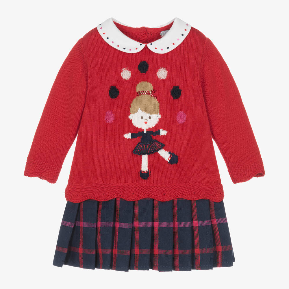 Dr. Kid - Girls Red Cotton Knit Ballerina Dress | Childrensalon