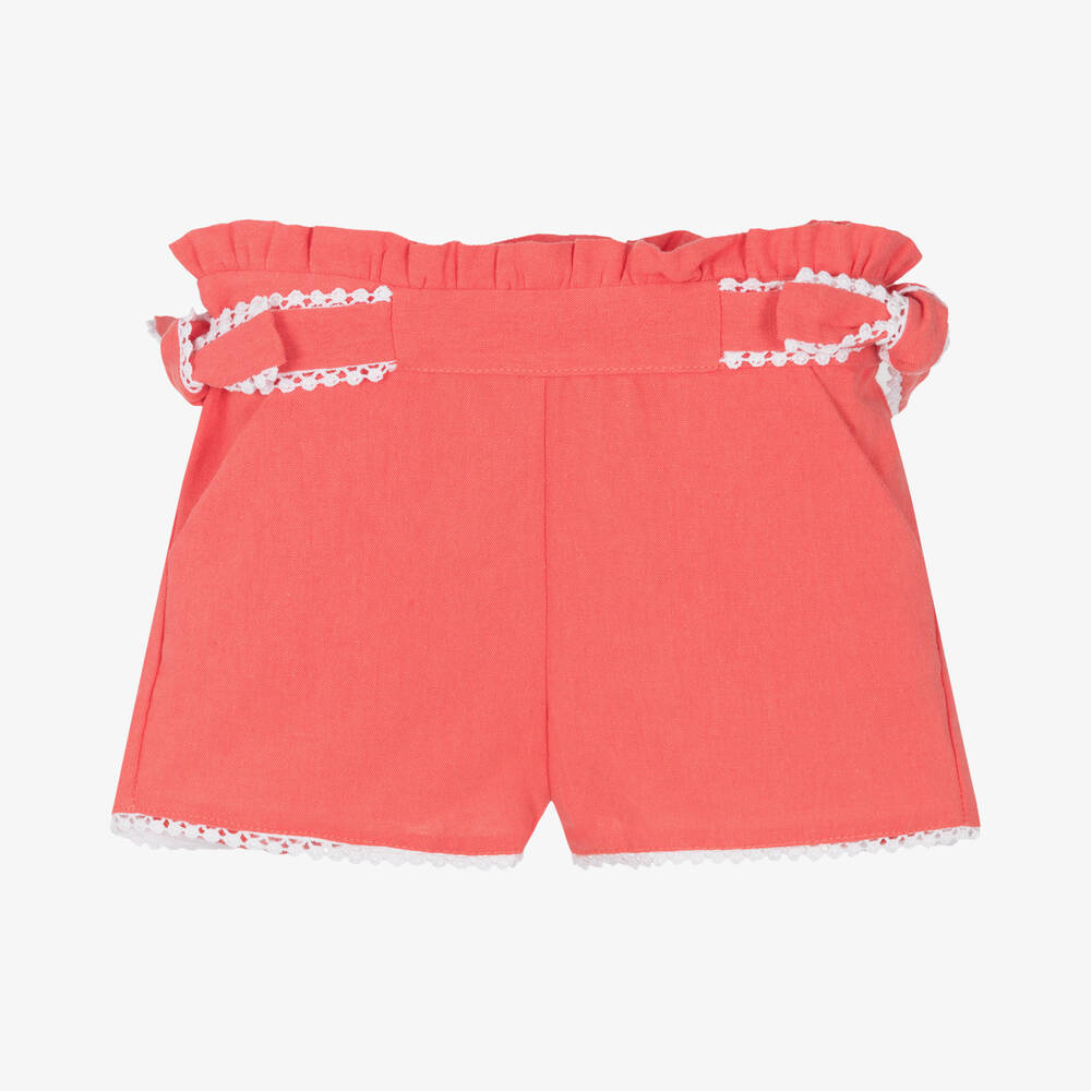 Dr. Kid - Girls Red Linen & Cotton Shorts | Childrensalon