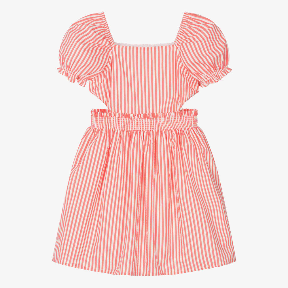 Dr. Kid - Girls Red Striped Cotton Dress | Childrensalon