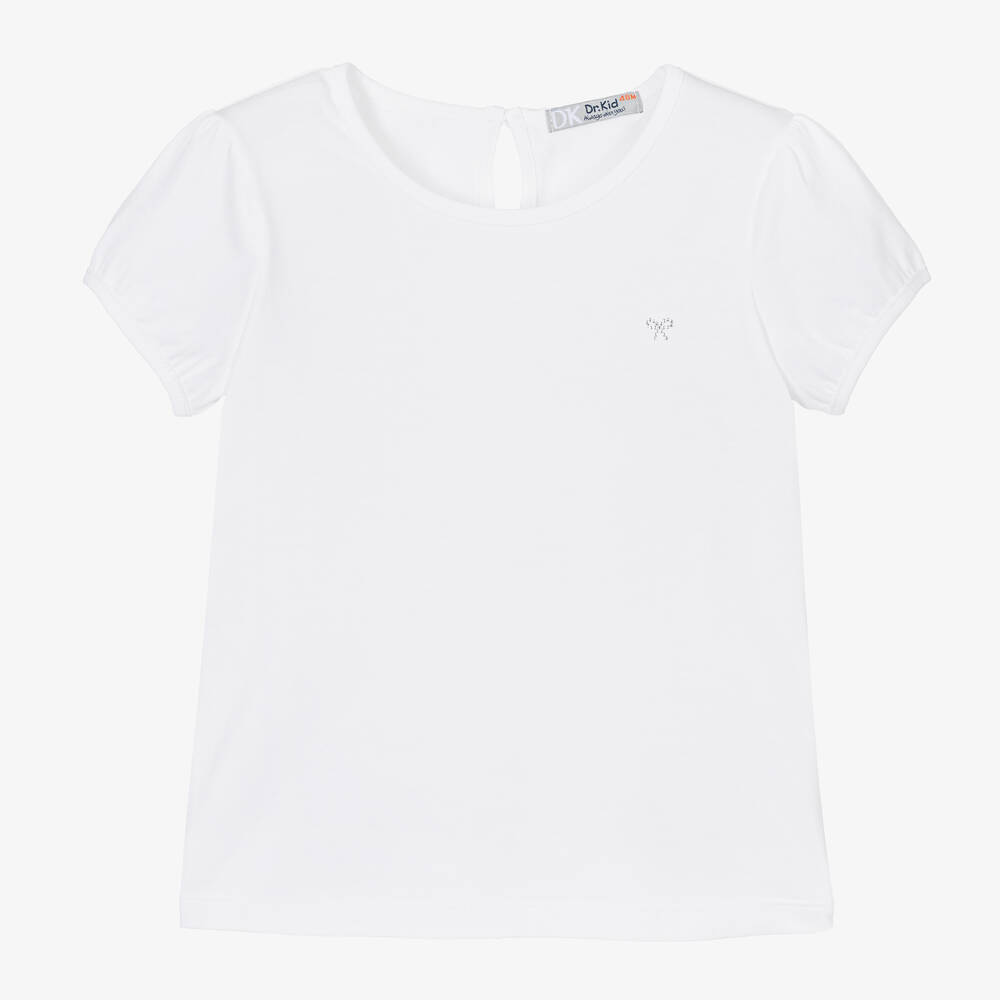Shop Dr Kid Girls White Cotton T-shirt