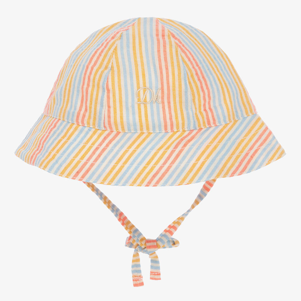 Dr. Kid - Ivory Striped Cotton Seersucker Baby Hat | Childrensalon