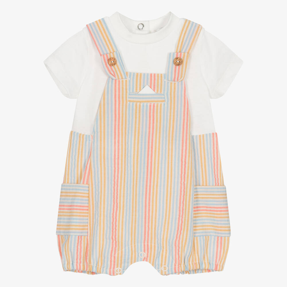 Dr. Kid - Multicolour Stripe Cotton Baby Shortie | Childrensalon