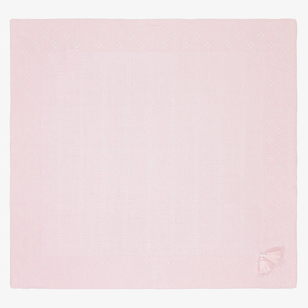 Dr. Kid - Pink Cotton Knit Baby Blanket (92cm) | Childrensalon