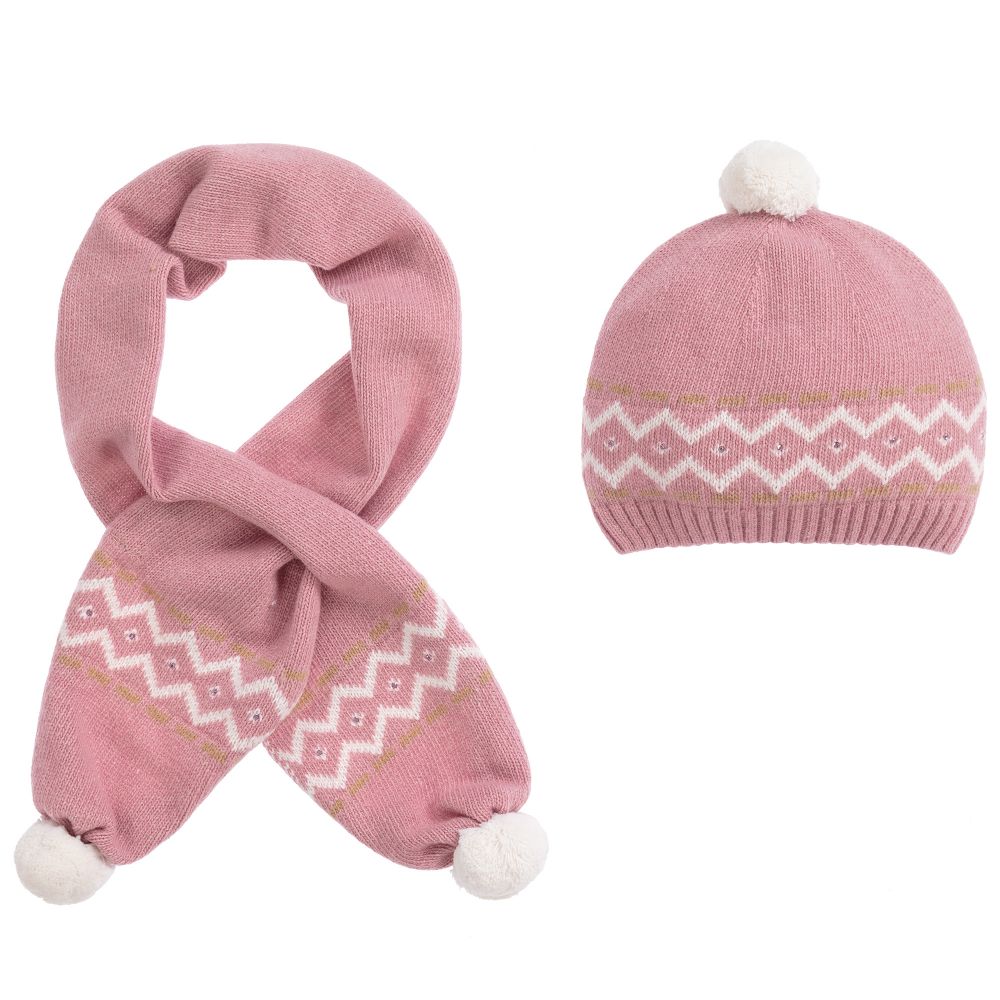 Dr Kid Babies' Girls Pink Hat & Scarf Set