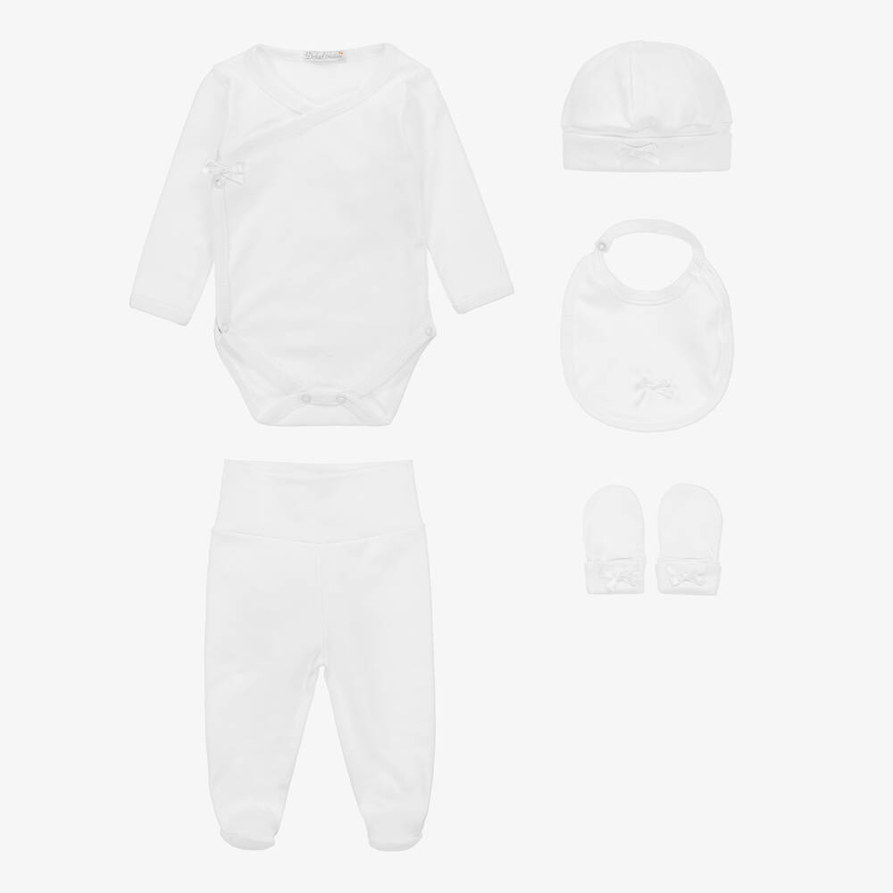 Dr. Kid - White Cotton Jersey Babysuit Set | Childrensalon