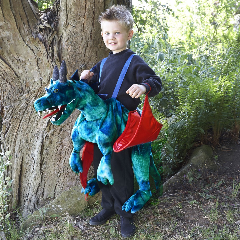 Dress Up by Design - Blue & Green Dragon Costume with Red Wings ...