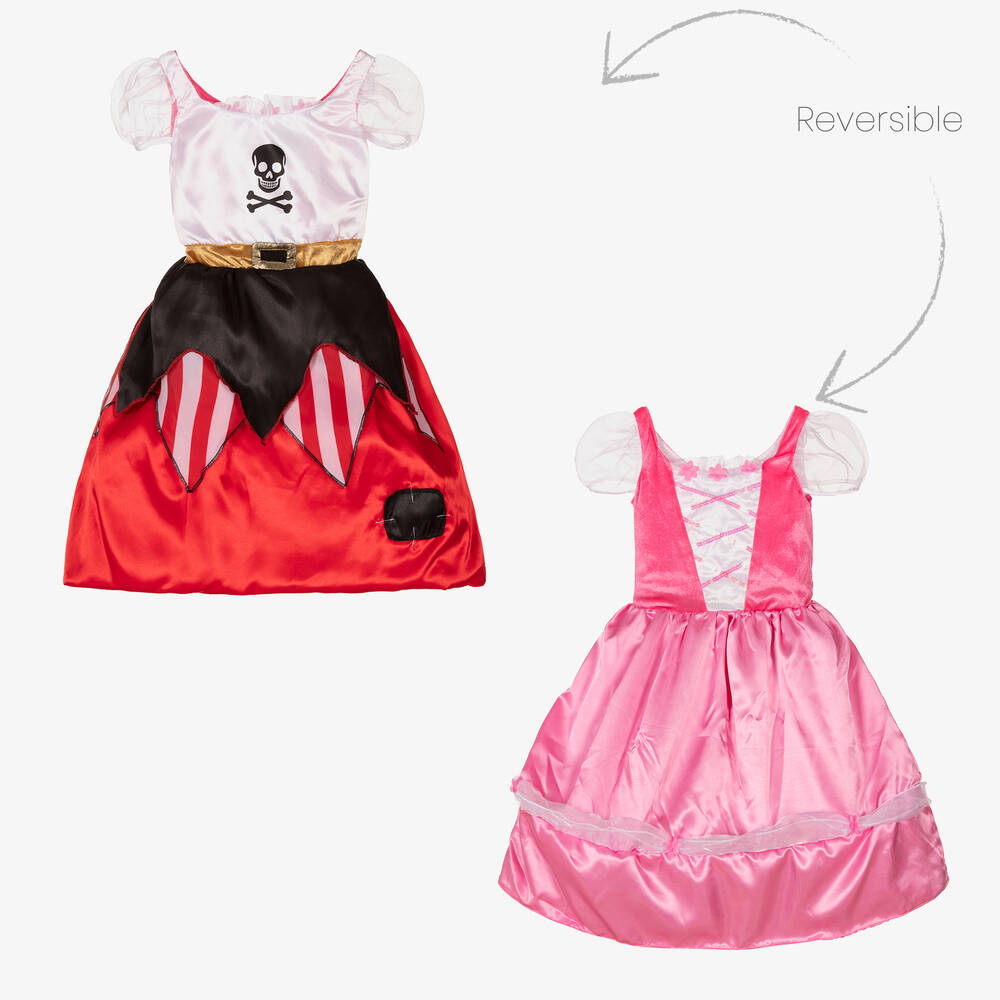 Dress Up by Design - زي تنكري فستان 2 في 1 قطيفة وساتان لون أحمر وزهري | Childrensalon