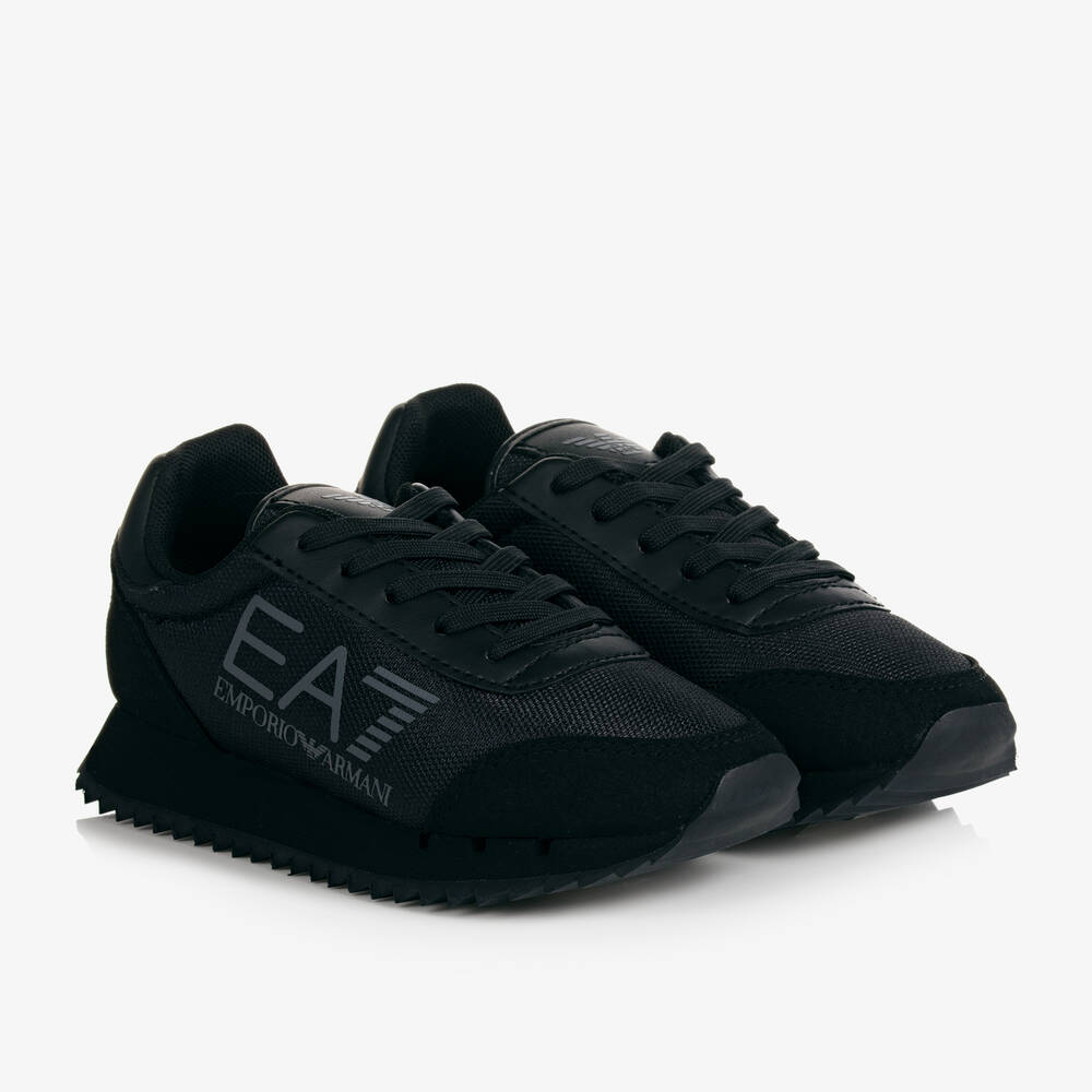 EA7 Emporio Armani - Черные кроссовки из сетки и искусственной кожи | Childrensalon
