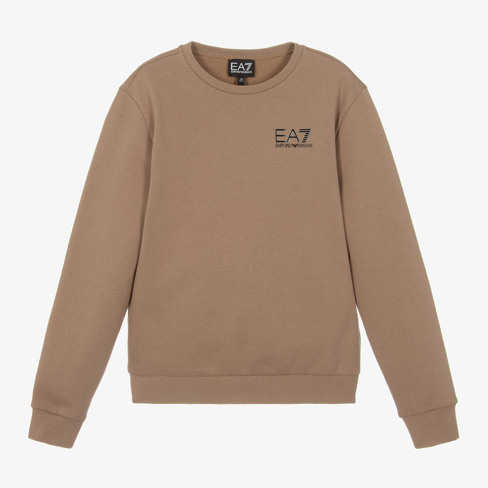 EA7 Emporio Armani - Boys Beige Cotton Sweatshirt | Childrensalon