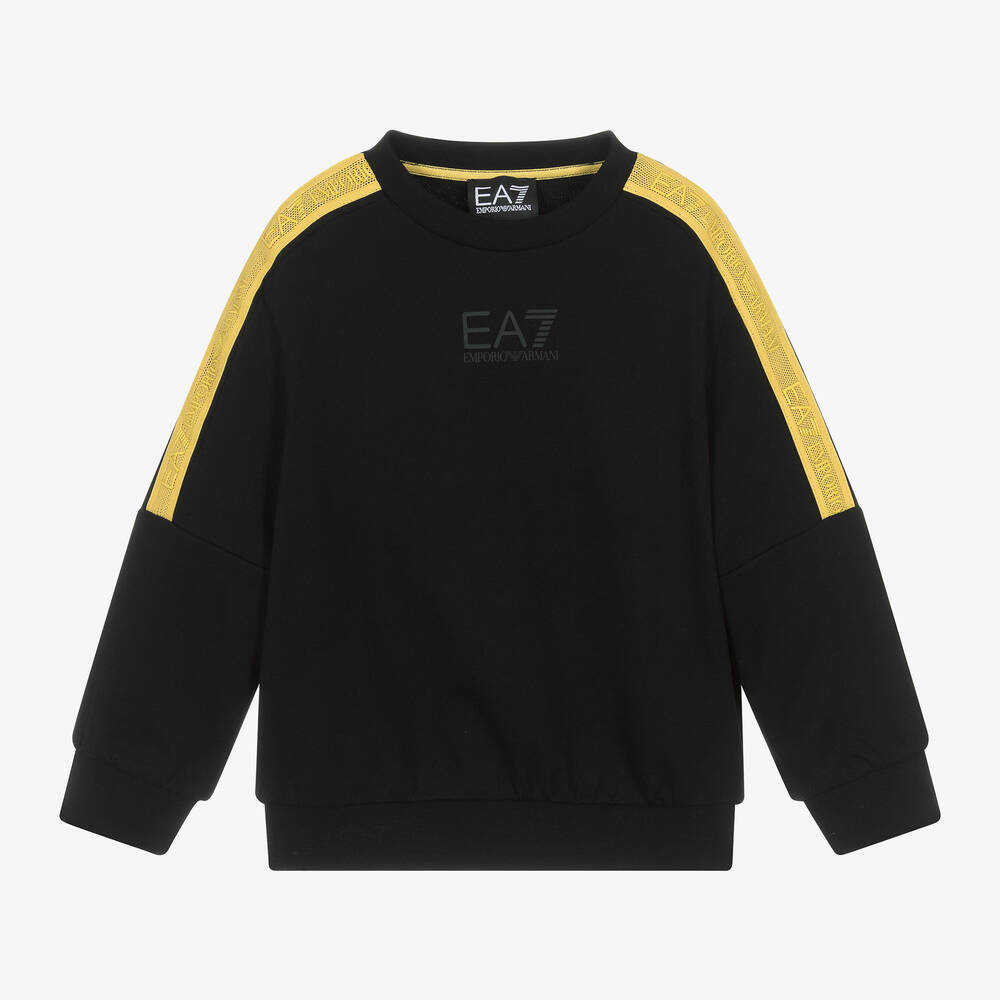 EA7 Emporio Armani - Boys Black EA7 Cotton Sweatshirt | Childrensalon