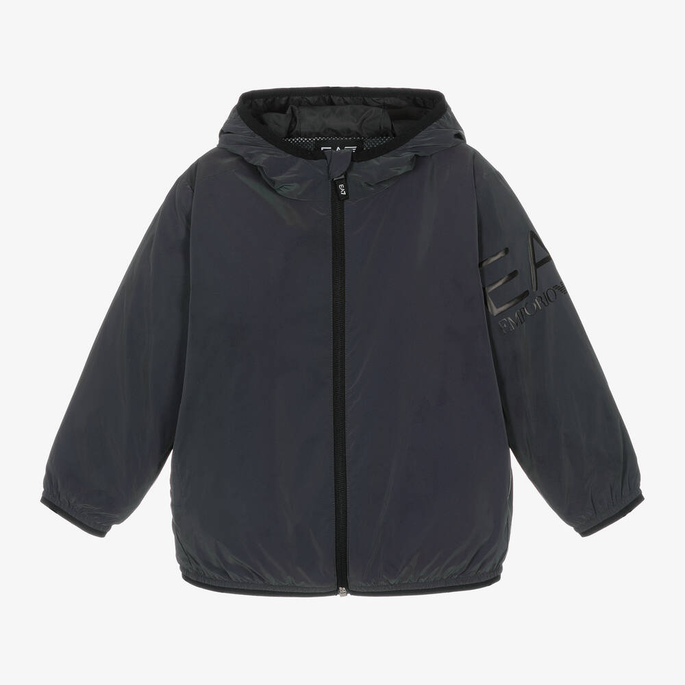 Ea7 Kids'  Emporio Armani Boys Grey Reflective Zip-up Jacket