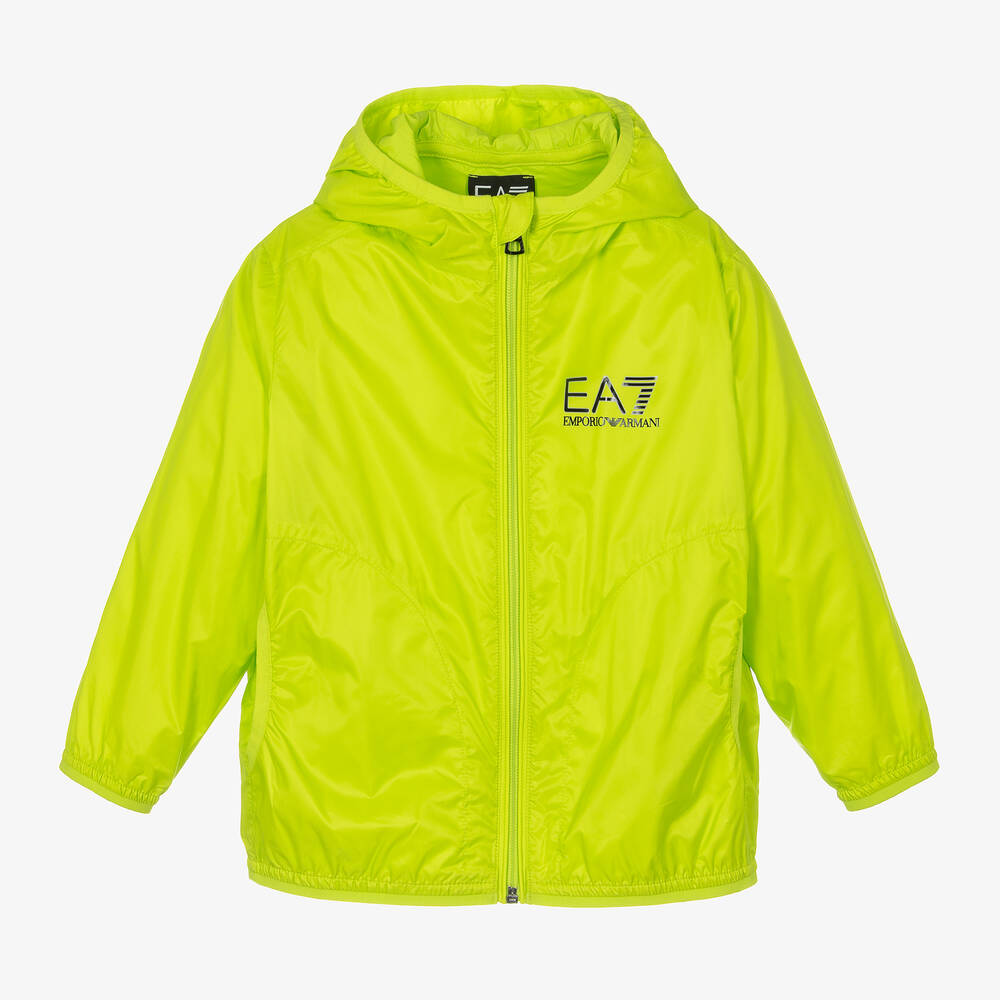 EA7 Emporio Armani - Boys Lime Green Windbreaker Jacket | Childrensalon