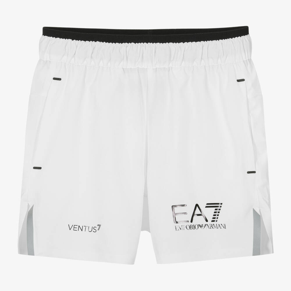 EA7 Emporio Armani - Boys White VENTUS7 Sports Shorts | Childrensalon