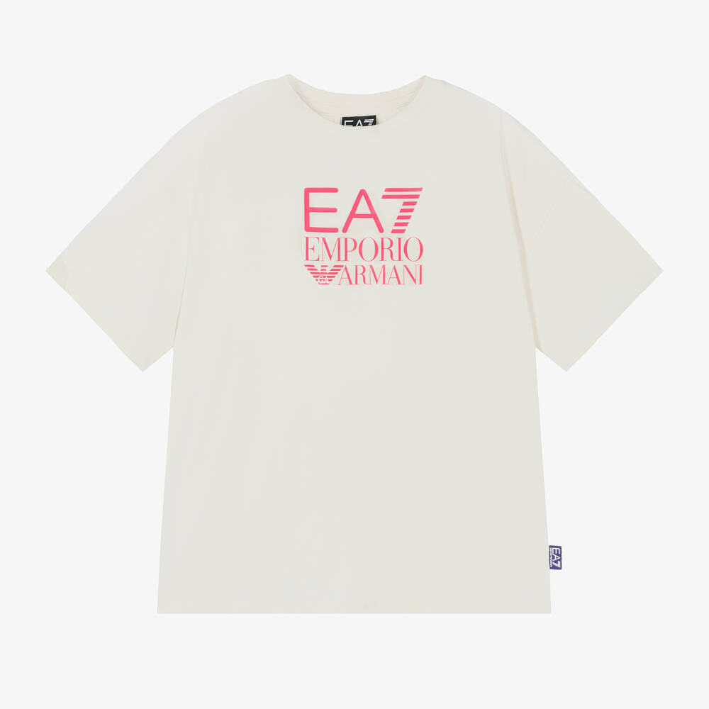 EA7 Emporio Armani - Girls Beige Jersey EA7 T-Shirt | Childrensalon