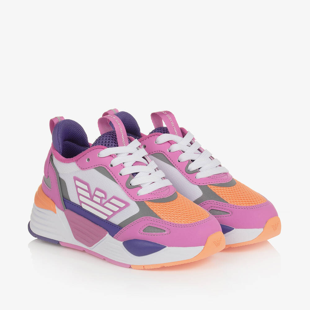Shop Ea7 Emporio Armani Girls Pink Ace Runner Trainers