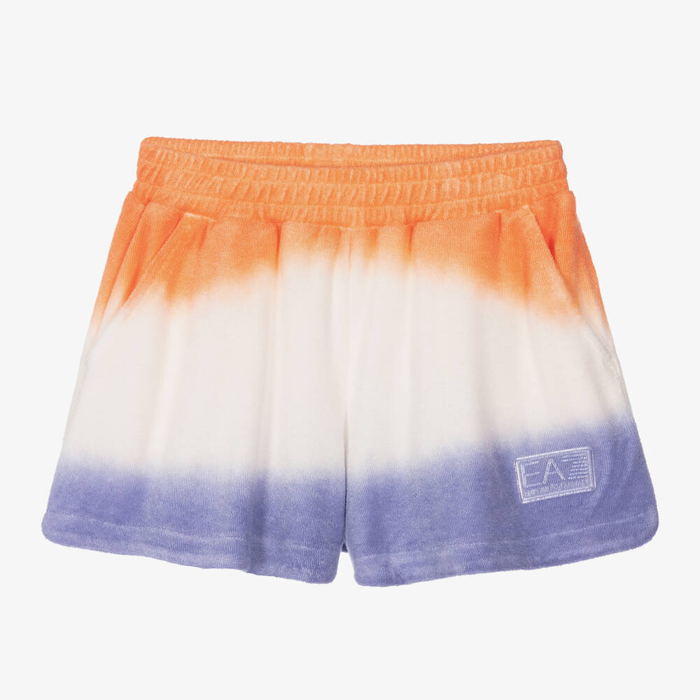 EA7 Emporio Armani - Girls Purple & Orange Ombré Shorts | Childrensalon