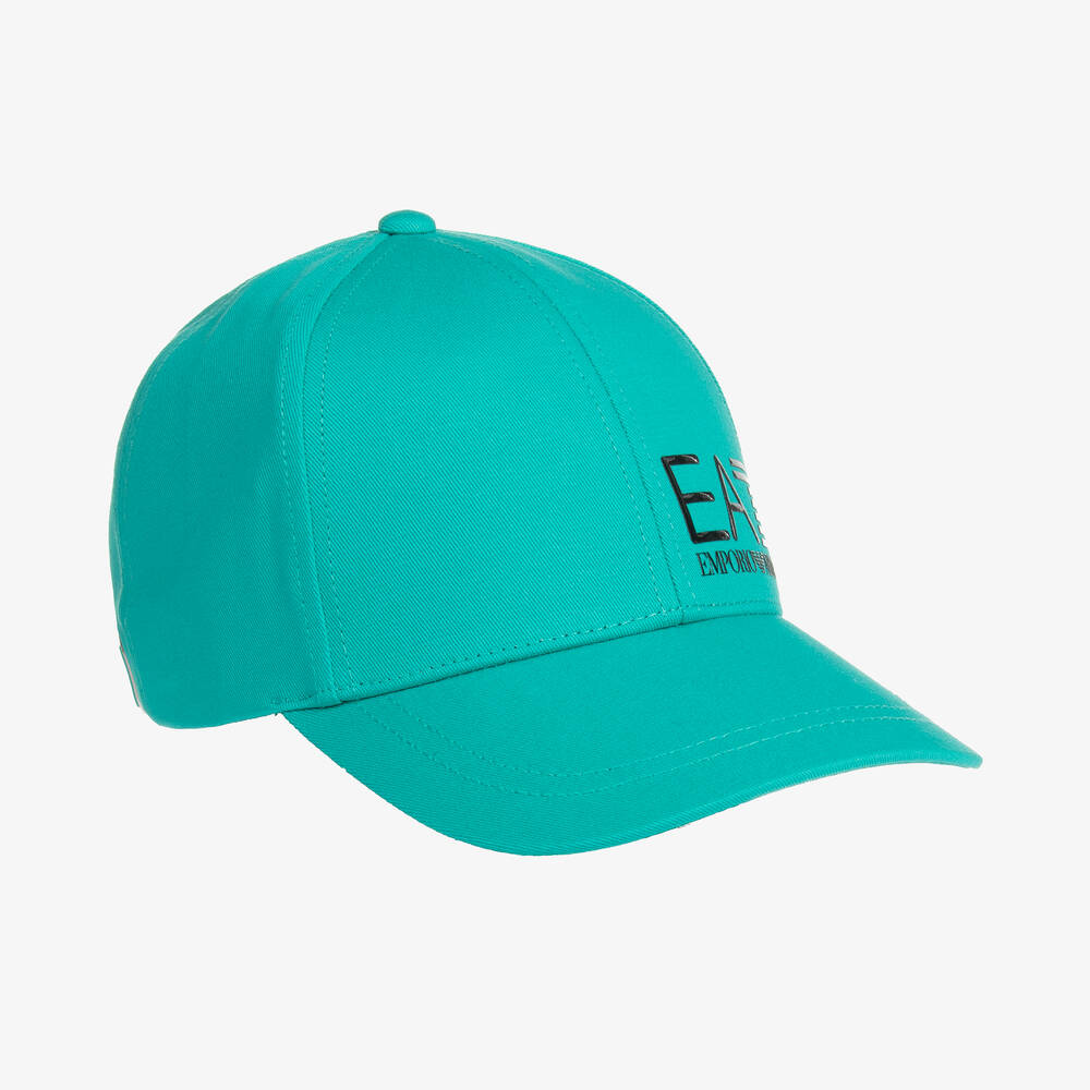 Shop Ea7 Emporio Armani Boys Green Cotton  Logo Cap
