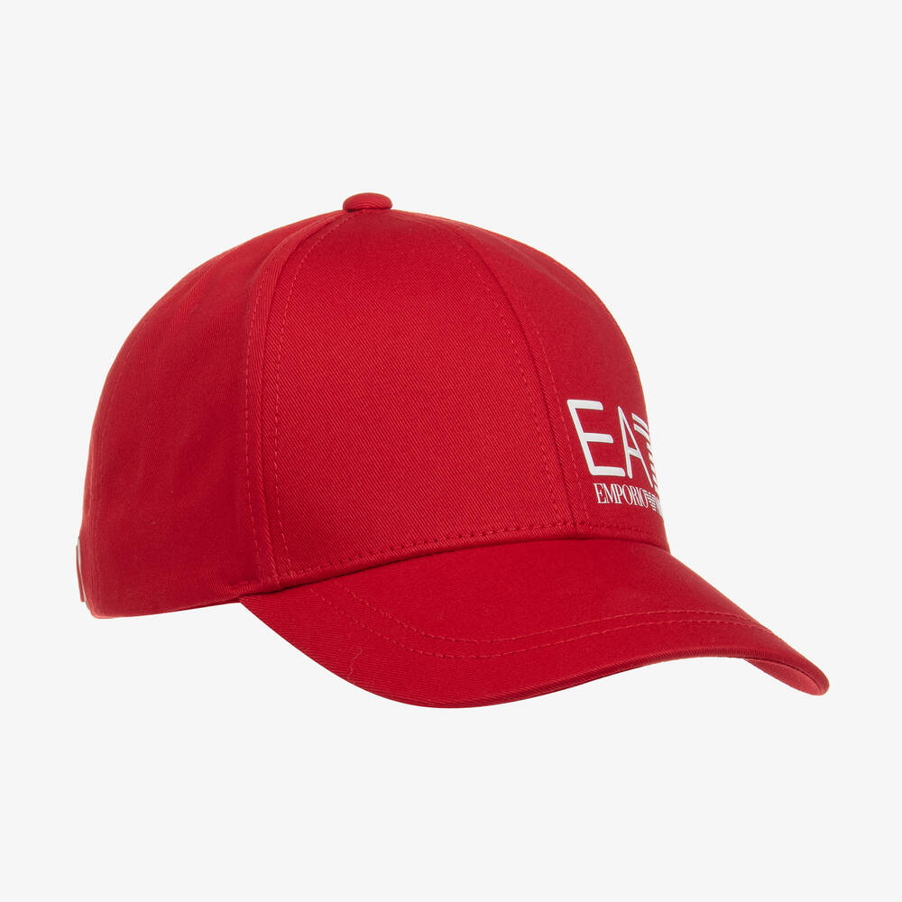 EA7 Emporio Armani - Red Cotton EA7 Logo Cap | Childrensalon