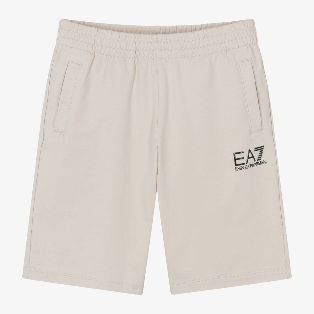 EA7 Emporio Armani - Teen Boys Beige Cotton Jersey Shorts | Childrensalon