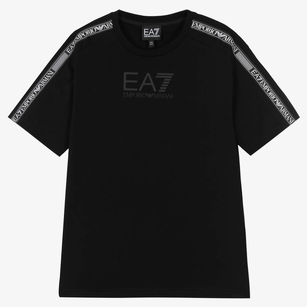 Ea7 Emporio Armani Teen Boys Black Cotton  T-shirt